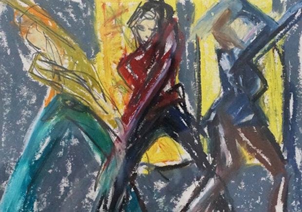 Ölpastell, aus Serie "Bühne"