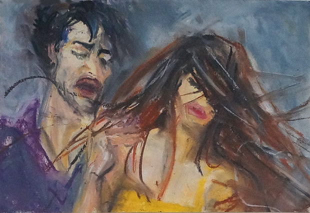 Ölpastell, aus Serie "Bühne"