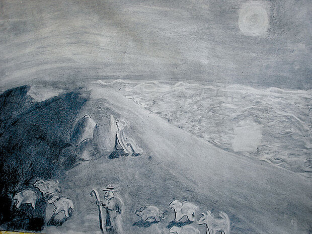 Landschaft bei Mondlicht